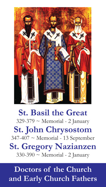 Saints Basil the Great, John Chrysostom, and Gregory Nazianzen Holy Card